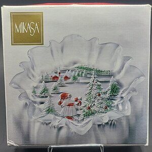 Mikasa Crystal BonBon Dish Holiday SA844/220 Hand Painted 9.5"x1.5" Germany NEW
